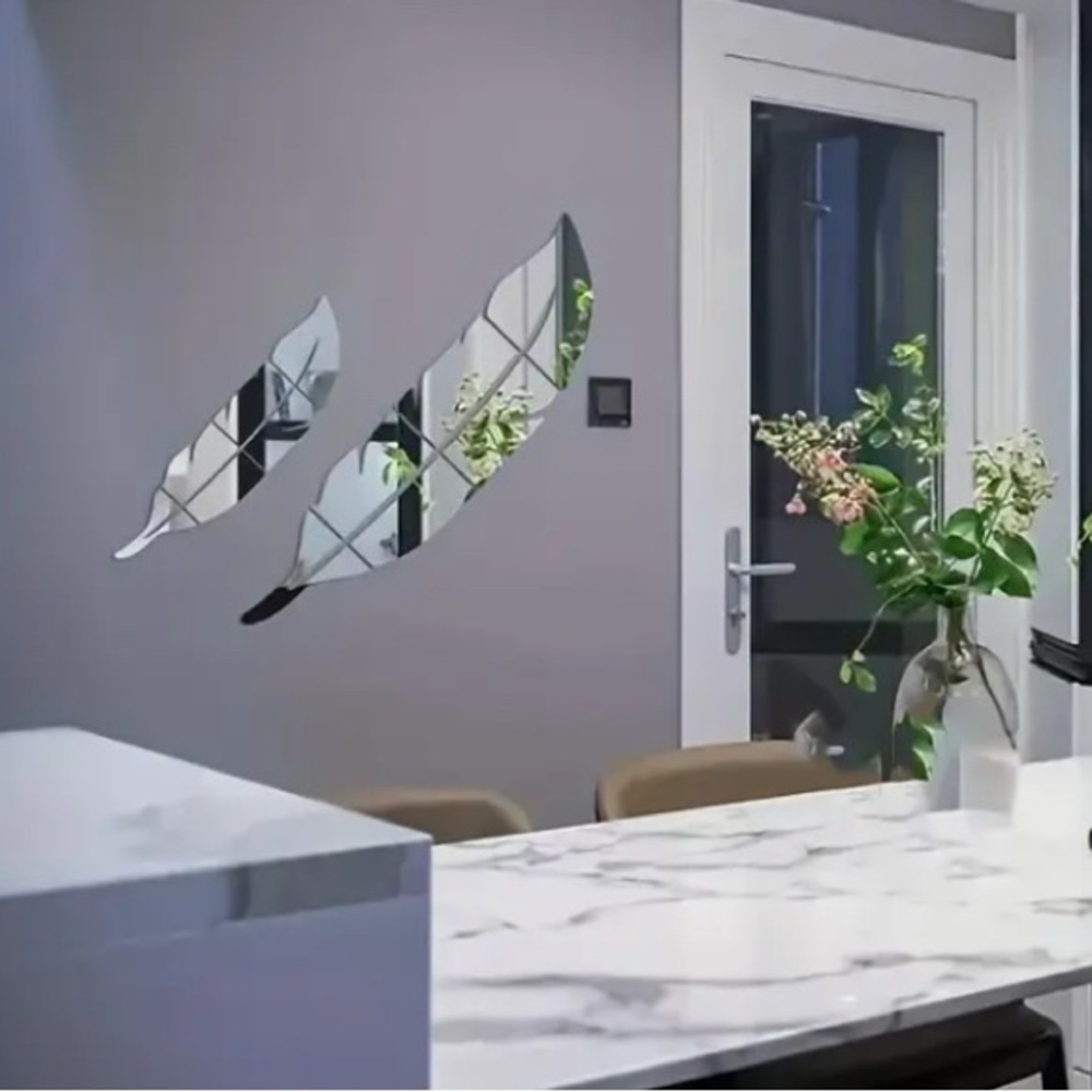 Modern Silver Feather Wall Decor